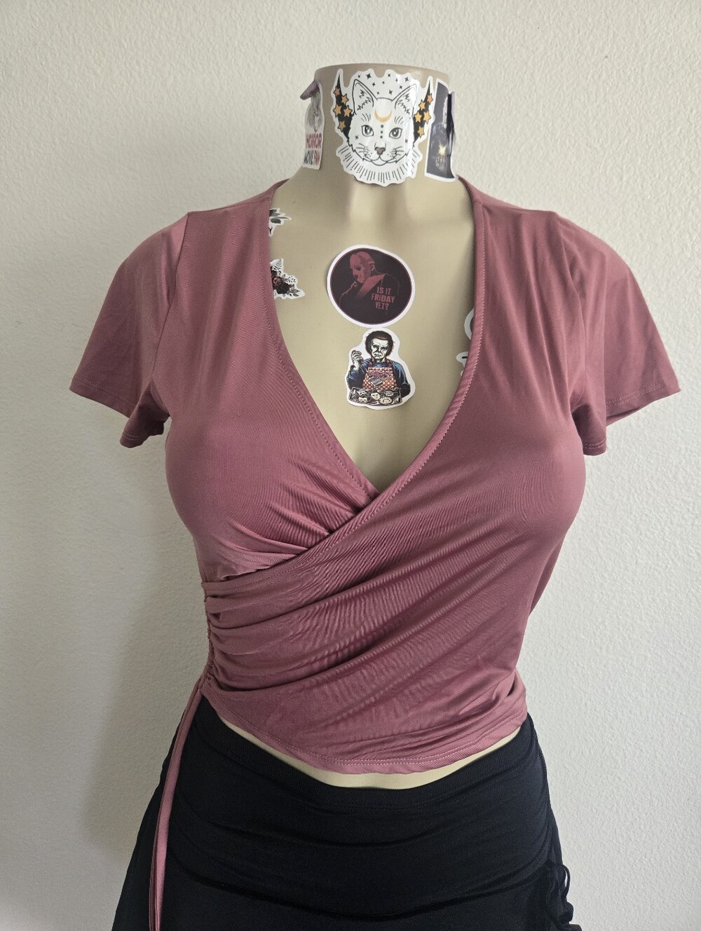 RSQ Dusty Rose Wrap Crop Top
